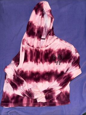 Justice Pink and Burgundy Tie-Dye Hooded Pajama Top